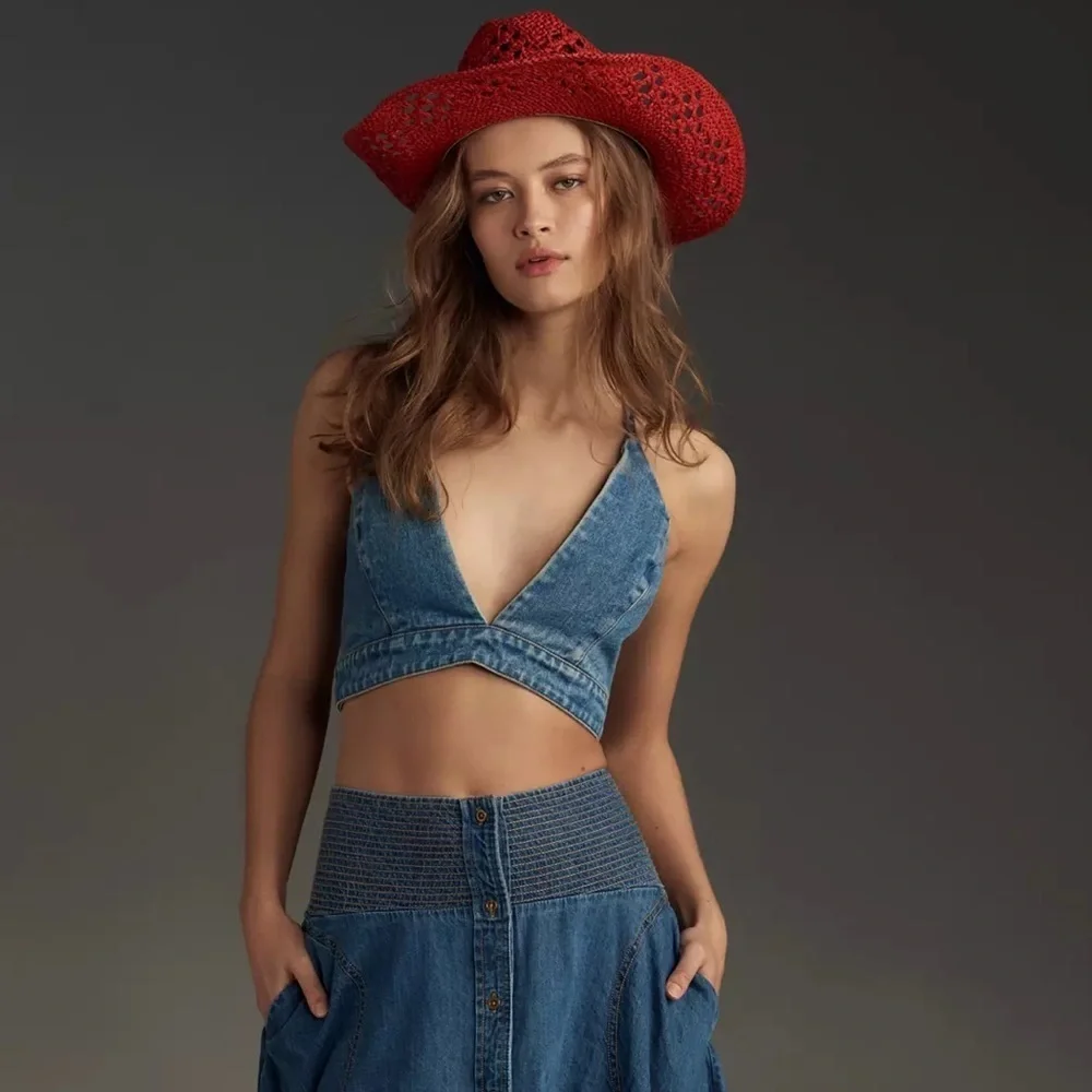 Anthropologie Red Crochet Hat